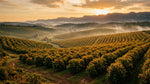 Load image into Gallery viewer, Golden-hour yerba mate plantation landscape in warm cacao-gold tones