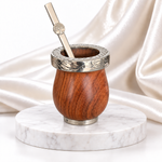Load image into Gallery viewer, Mate Medium Algarrobo with Bombilla Chata Alpaca