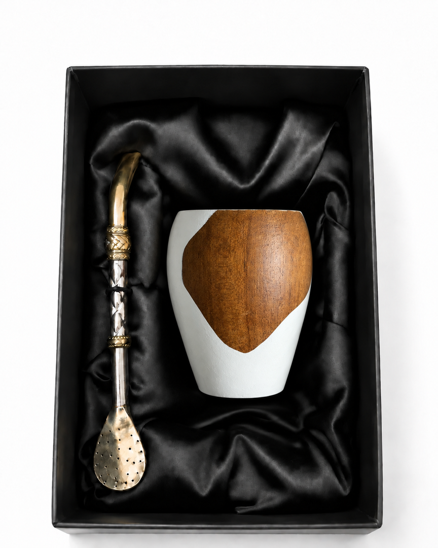 Ranchero Wooden White Mate with Artisan Bombilla — alpaca bronze