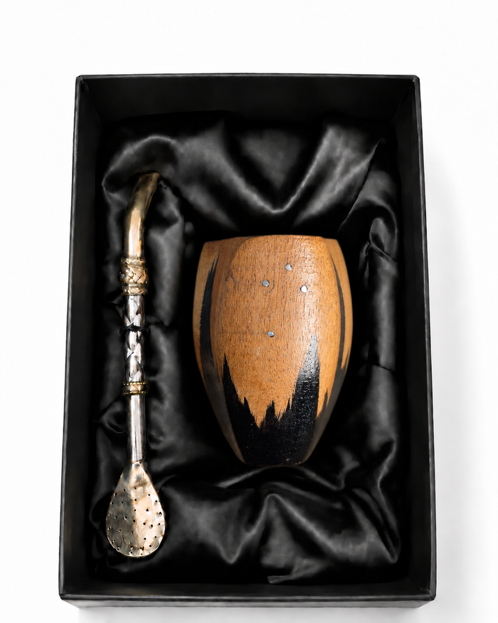 Ranchero Wooden Black Mate with Artisan Bombilla — alpaca bronze