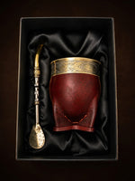 Load image into Gallery viewer, Editorial gift still-life of the burgundy imperial mate gourd set in its box