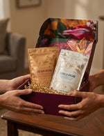 Load image into Gallery viewer, Presenting the Tierra De Oro gift box with Golden Desire and Vanilla Dream teas