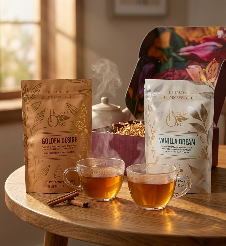 Cozy shared tea moment with Golden Desire and Vanilla Dream and the gift box