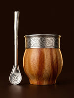 Load image into Gallery viewer, Editorial hero still-life of the glossy algarrobo imperial mate gourd on a dark background